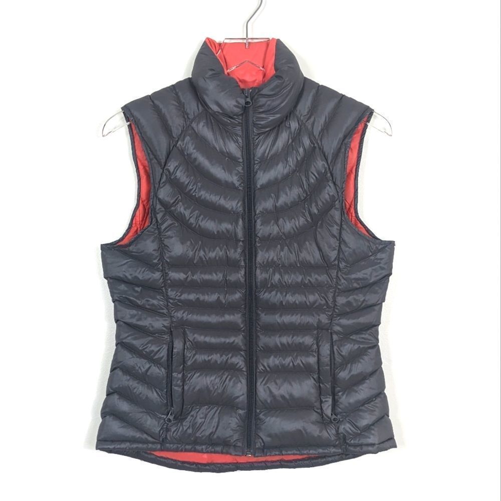 Bernardo Goose Down Insulated Vest Small Gray and Orange